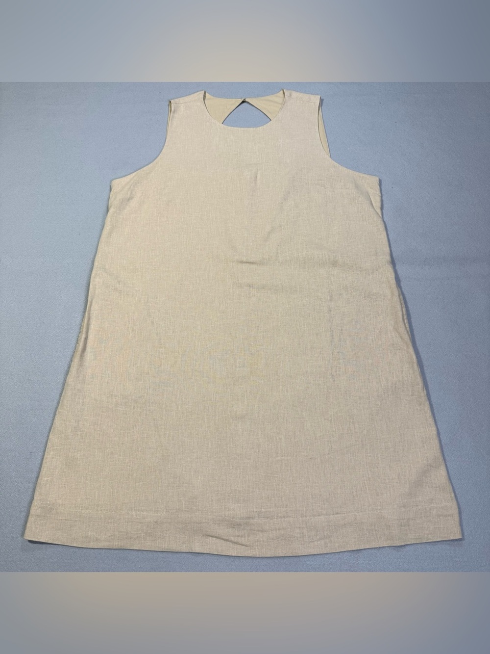 Crown & Ivy Linen Blend Shift Dress Beige Sleeveless A-Line Pockets Size 16